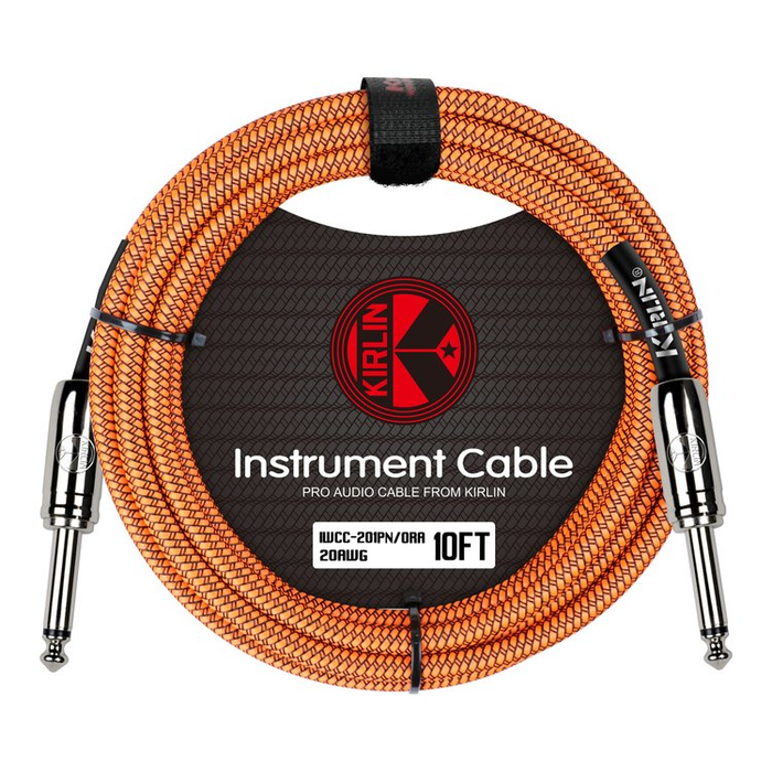 Kirlin IWC201OR 10ft Entry Woven Instrument Cable - Orange