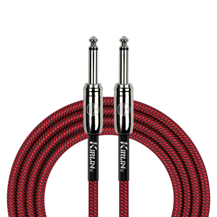 Kirlin IWCC201RD 10ft Entry Woven Instrument Cable With Chrome Ends - Red