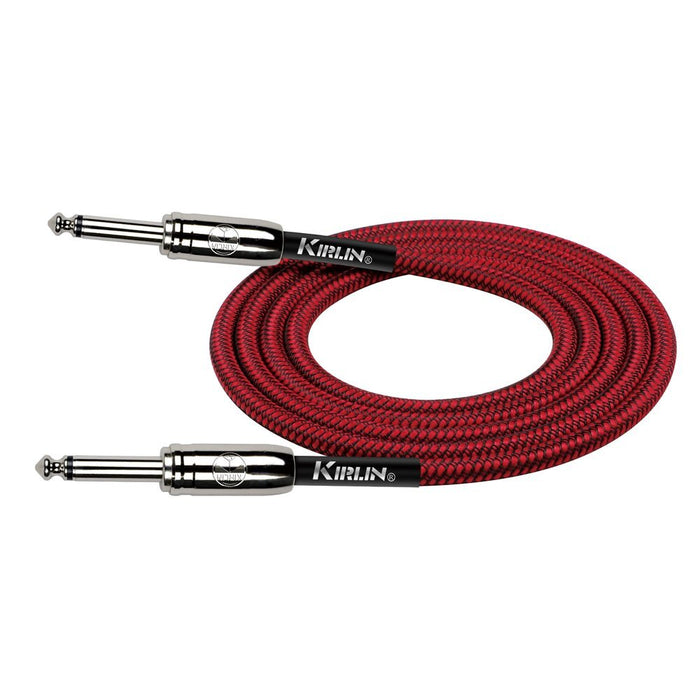 Kirlin IWCC201RD 10ft Entry Woven Instrument Cable With Chrome Ends - Red