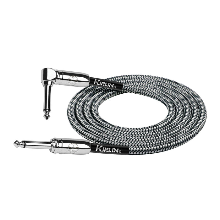 Kirlin KIWCC202BK-10 IWCC202BK 10ft Entry Woven Instrument Cable Ra - Straight With Chrome Ends - Black
