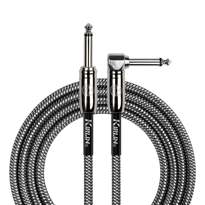 Kirlin KIWCC202BK-20 IWCC202BK 20ft Entry Woven Instrument Cable Ra - Straight With Chrome Ends - Black