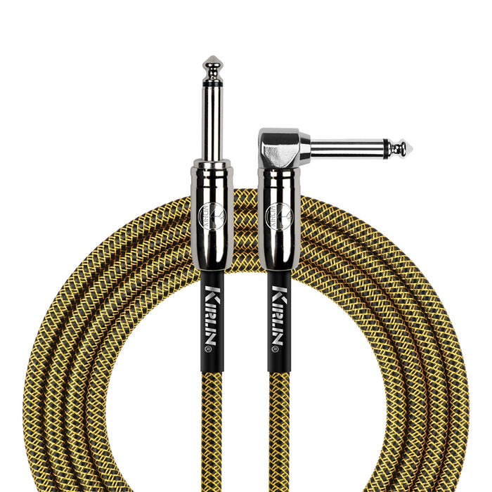 Kirlin KIWCC202BY-20 IWCC202BY 20ft Entry Woven Instrument Cable Ra - Straight With Chrome Ends - Tweed