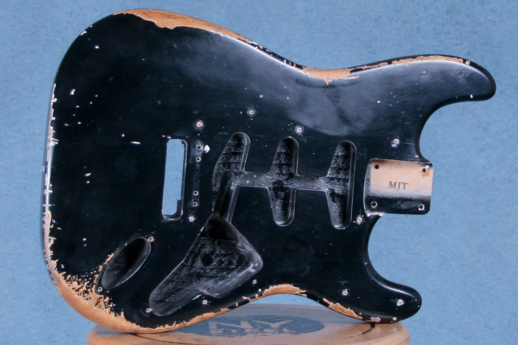 MJT Aged S-Style Right Handed Electric Guitar Body SSS - Relic Black - Preowned