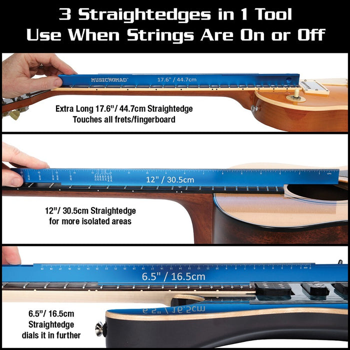 Music Nomad Tri-Beam 3 in 1 Straight Edge, SAE/Metric and Scale Length Ruler