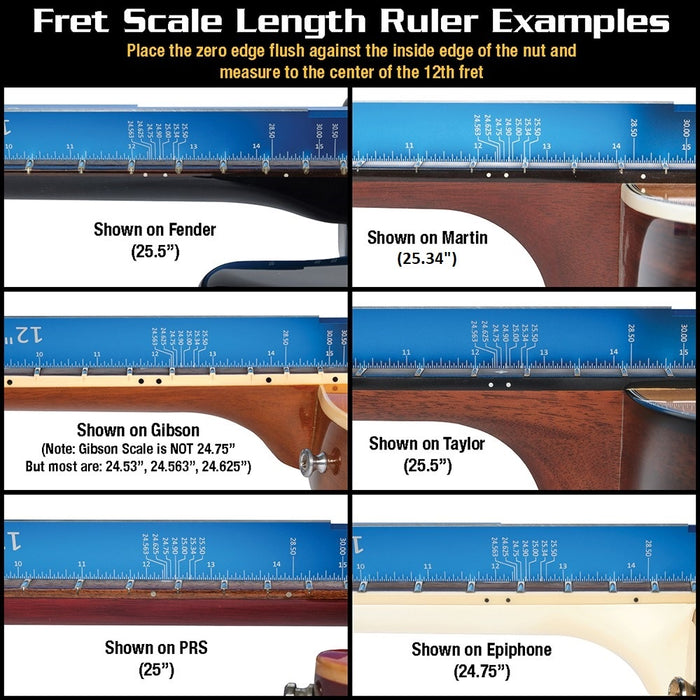 Music Nomad Tri-Beam 3 in 1 Straight Edge, SAE/Metric and Scale Length Ruler