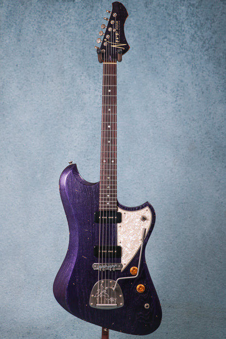 Novo Voltur J Light Distress Electric Guitar - Purple Stranger