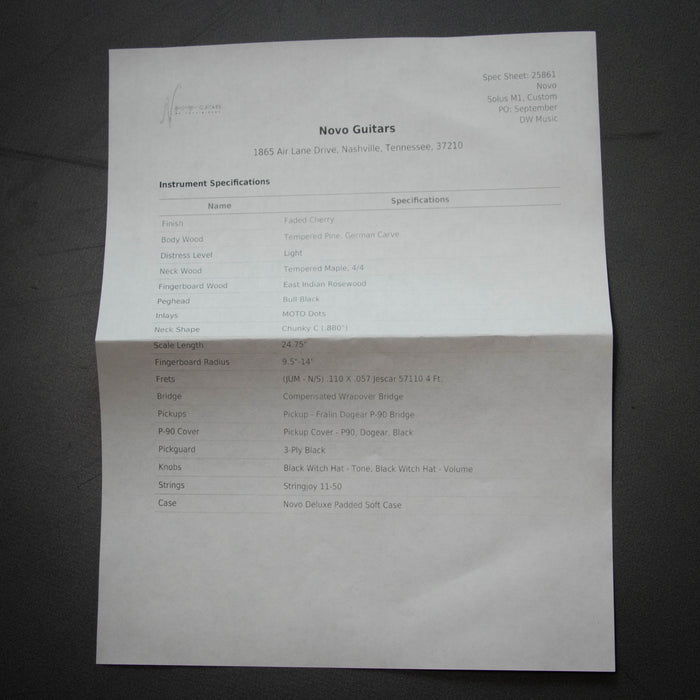 Novo Solus M1 Light Distress Electric Guitar - Faded Cherry