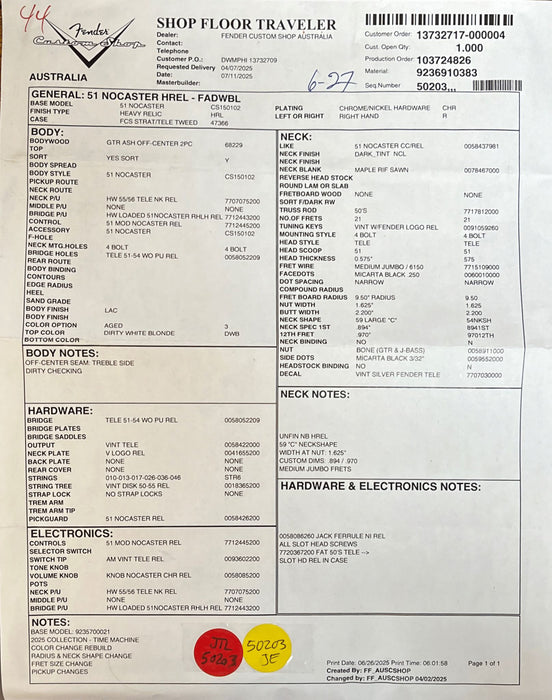 Fender Custom Shop 1951 Nocaster Heavy Relic - Faded Aged Dirty White Blonde