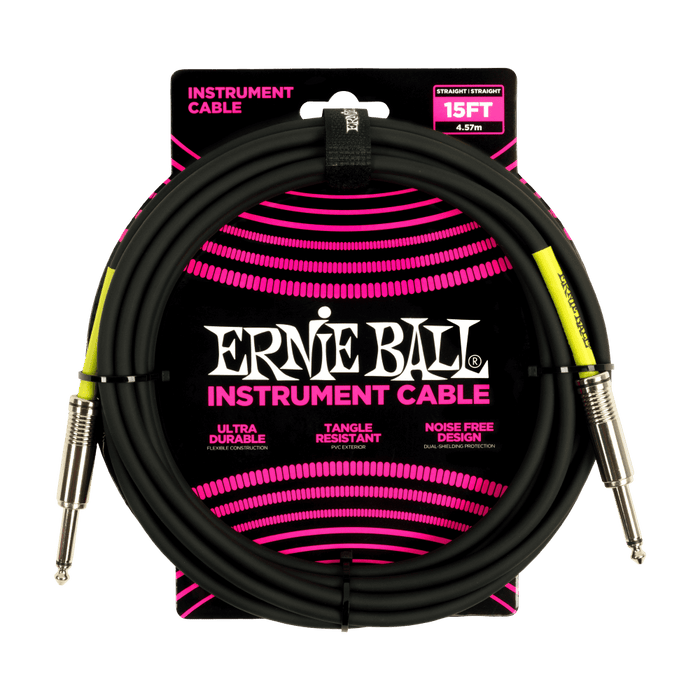 Ernie Ball 10ft Classic Instrument Cable - Straight to Straight - Black