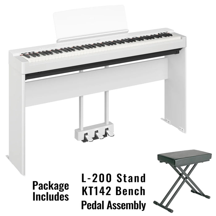 Yamaha P-225WH Portable Digital Piano Pack With Stand Pedals and Stool - White