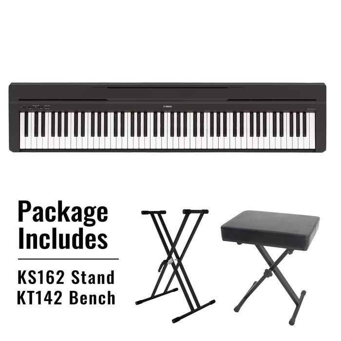 Yamaha P45 88 Key Portable Digital Piano Pack With Stand and Stool - Black