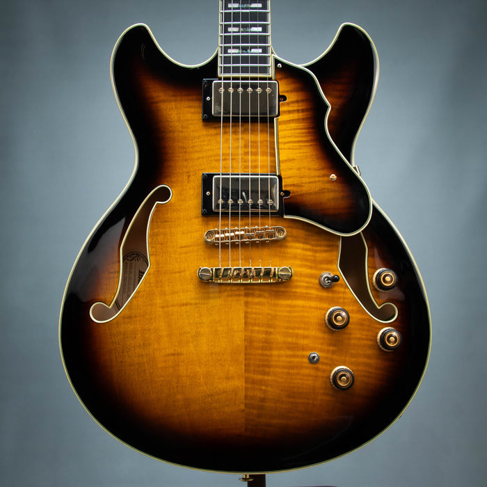 Ibanez AS153 Artstar Semi Hollow Electric Guitar w/Case - Antique Yellow Sunburst - Preowned