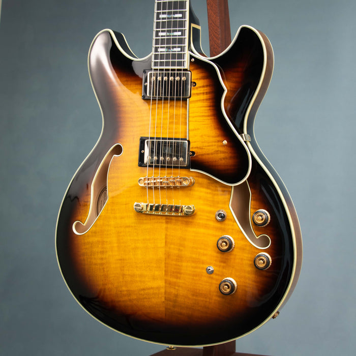 Ibanez AS153 Artstar Semi Hollow Electric Guitar w/Case - Antique Yellow Sunburst - Preowned