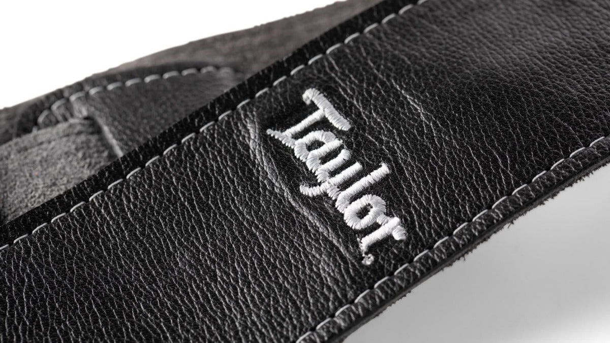 Taylor Strap - Black Leather Suede Back - 2.5 - Silver Logo