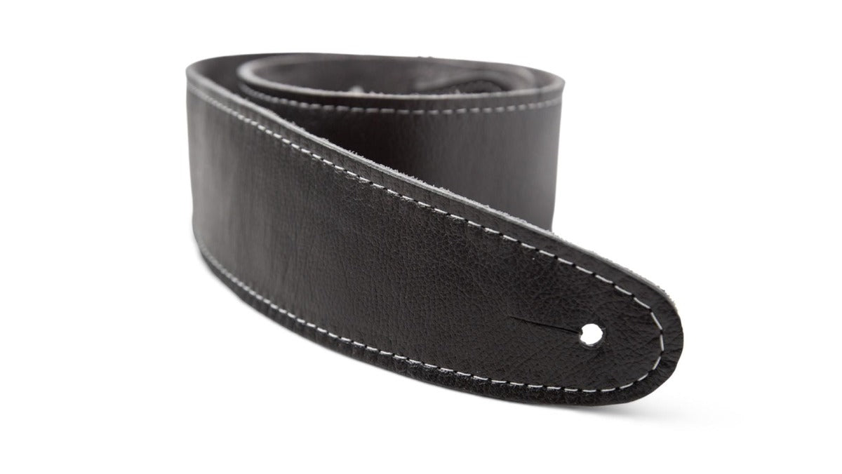 Taylor Strap - Black Leather Suede Back - 2.5 - Silver Logo