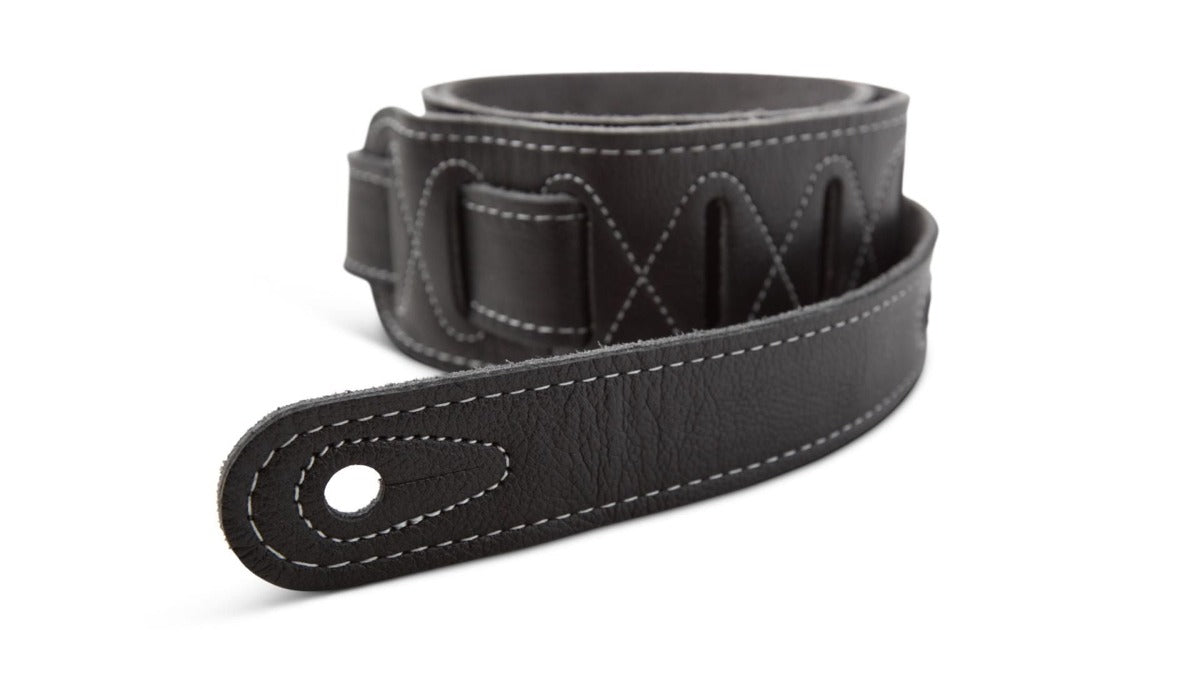 Taylor Strap - Black Leather Suede Back - 2.5 - Silver Logo