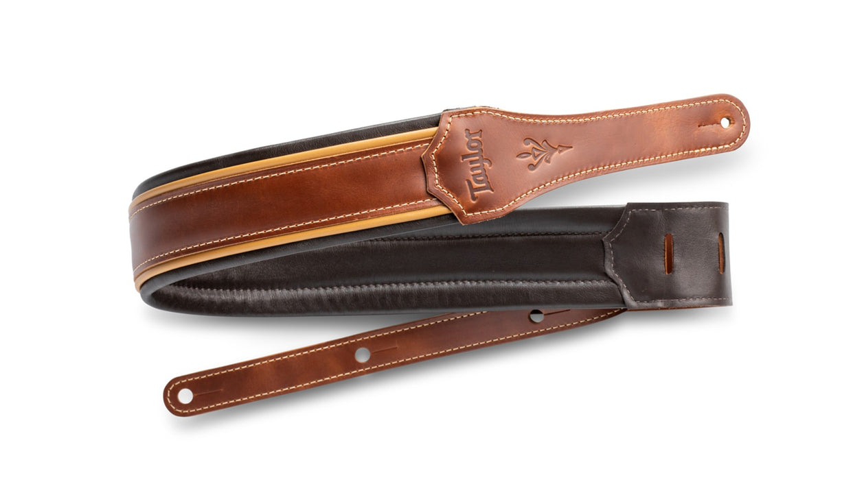 Taylor Century Strap - Med Brown Leather- 2.5 inch- Med Brown/Butterscotch/Black