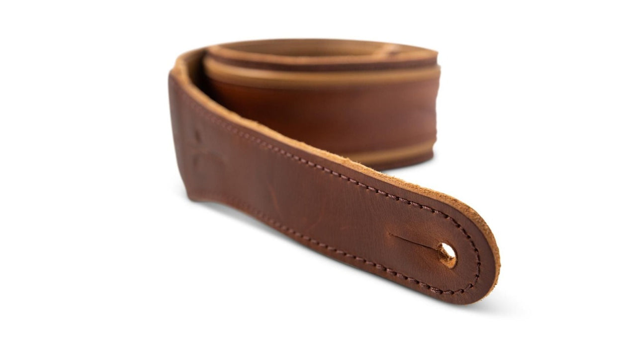 Taylor Spring Vine Strap - Medium Brown Leather - Butterscotch Trim- 2.5 inch