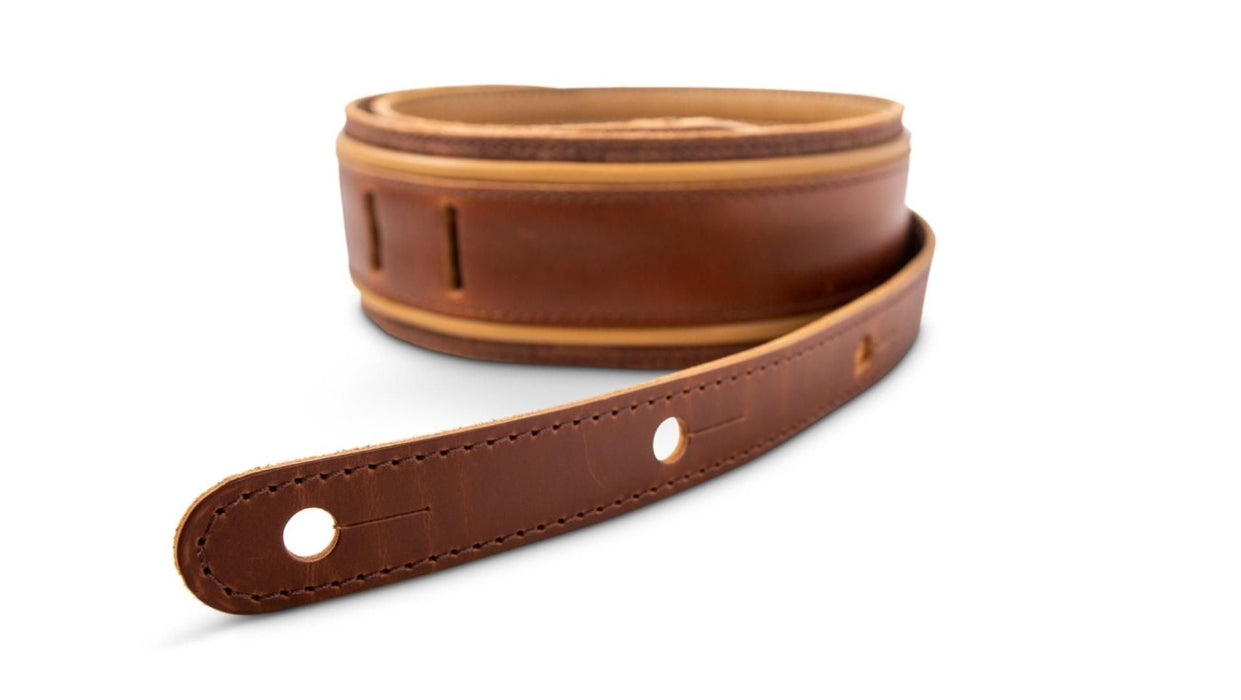 Taylor Spring Vine Strap - Medium Brown Leather - Butterscotch Trim- 2.5 inch