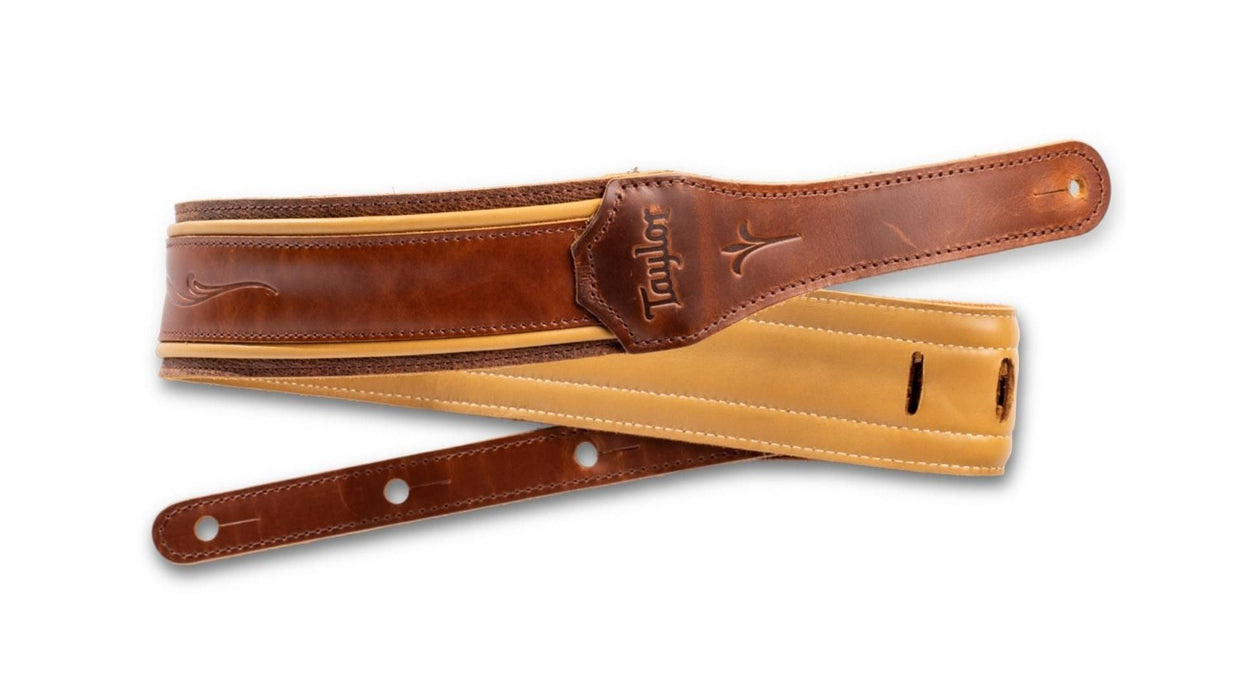 Taylor Spring Vine Strap - Medium Brown Leather - Butterscotch Trim- 2.5 inch