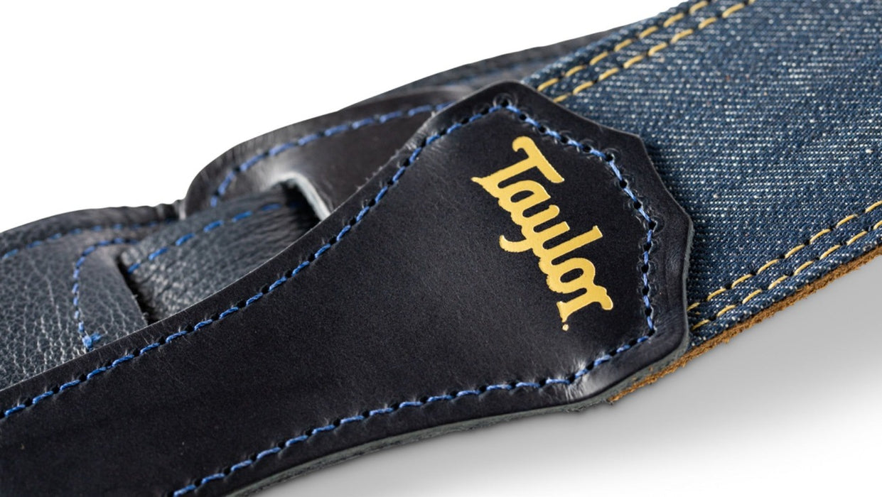 Taylor Strap Blue Denim - Gold Logo - 2 inch