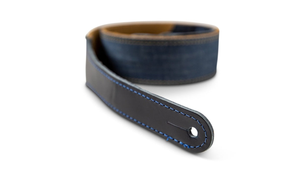 Taylor Strap Blue Denim - Gold Logo - 2 inch