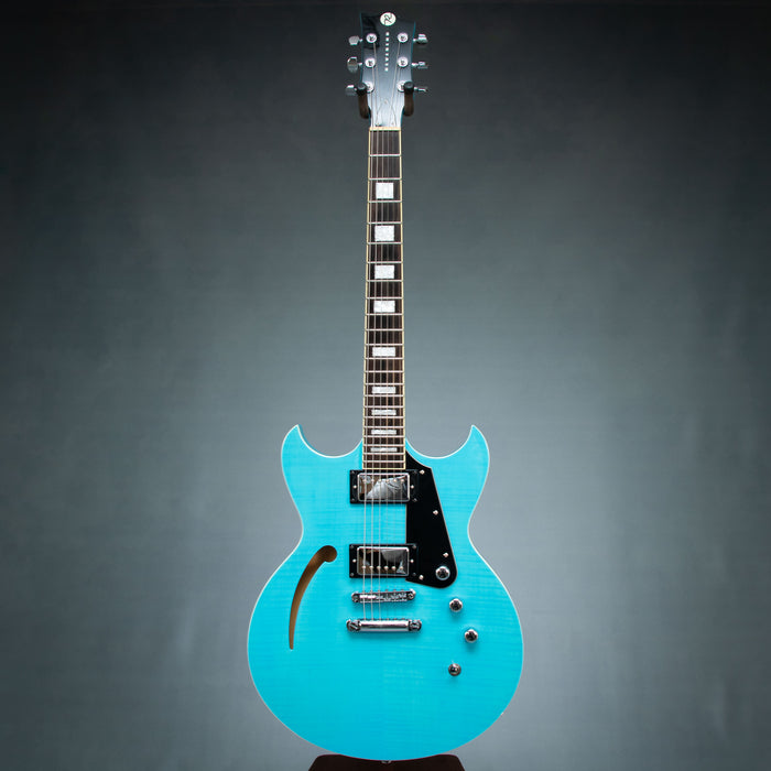 Reverend Manta Ray HB w/Case - Sky Blue Flame - Preowned