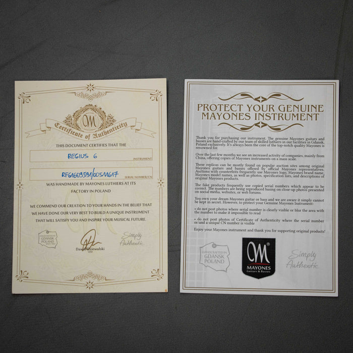 Mayones Regius 6 Electric Guitar w/ Case - Trans Graphite-Burst - Preowned