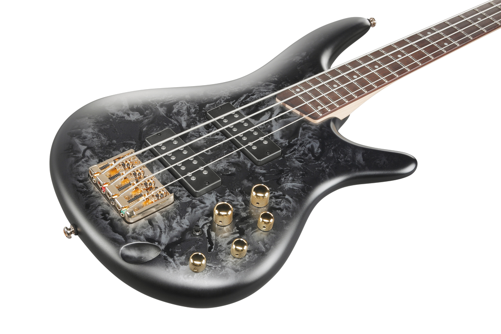 Ibanez SR300EDXBZM 4 String Electric Bass Guitar - Black Ice Frozen Matte