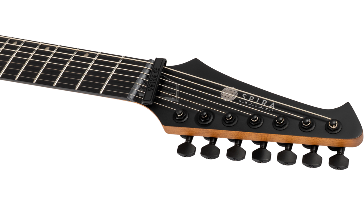 Spira V-407 MBK 7 String Electric Guitar - Satin Black