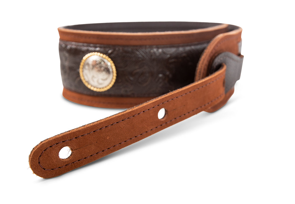 Taylor Grand Pacific Strap - Brown Leather- Nickel Conchos- 3 inch