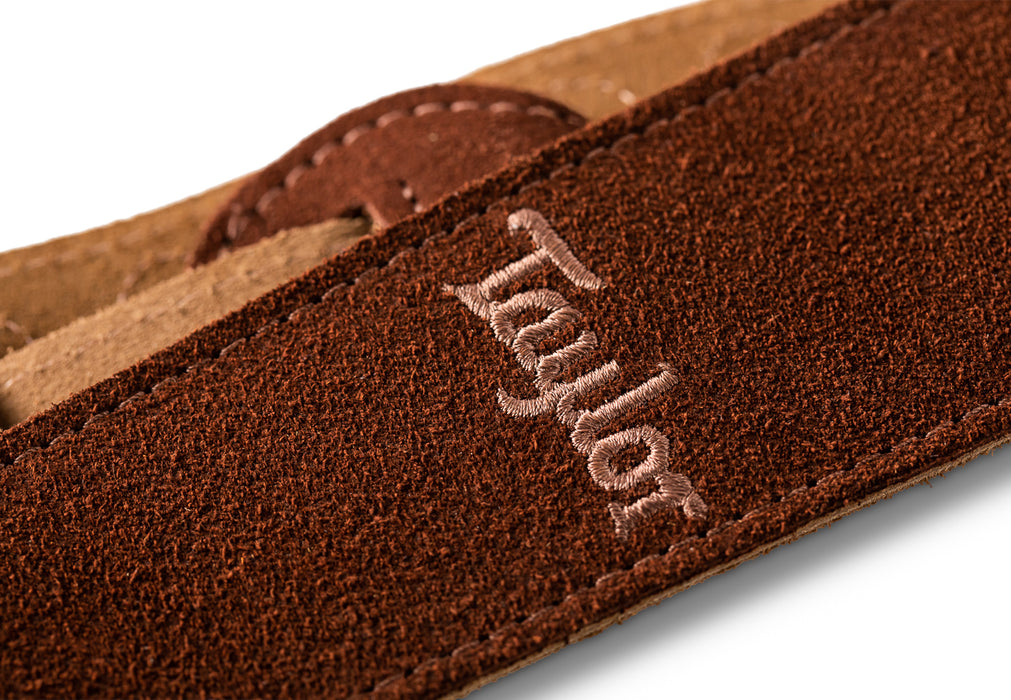 Taylor Strap - Embroidered Suede Chocolate- 2.5 inch