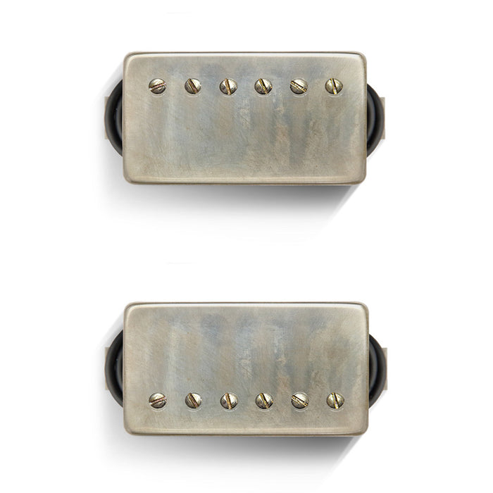 Bare Knuckle The Mule Humbucker Pickup Set 50mm - Aged Nickel Cover - Braided 2 Conductor / Long Leg