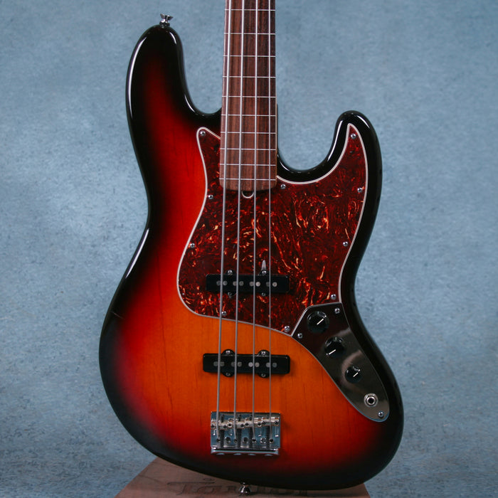 Fender American Standard Jazz Bass Fretless Electric Bass Guitar w/Case - 3 Tone Sunburst - Preowned