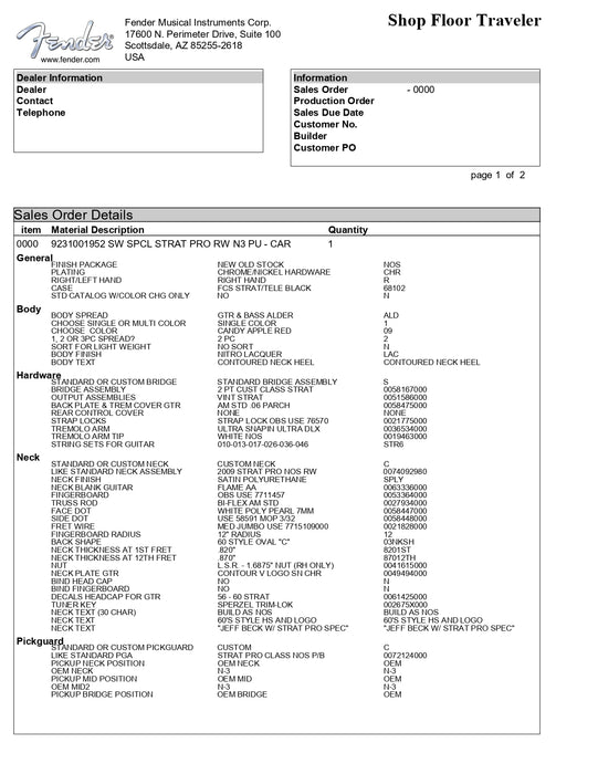 Fender Custom Shop 2010 Stratocaster Pro NOS w/Case - Candy Apple Red - Preowned