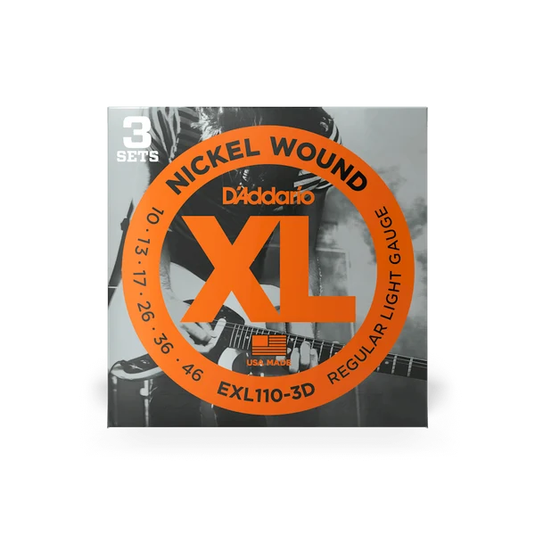 DAddario EXL110-3D 10-46 Nickel Wound Regular Light Electric Guitar Strings 3 PACK