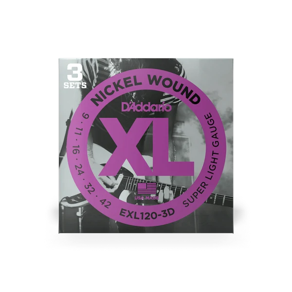 DAddario EXL120-3D 09-42 Super Light Electric Guitar Strings 3 PACK