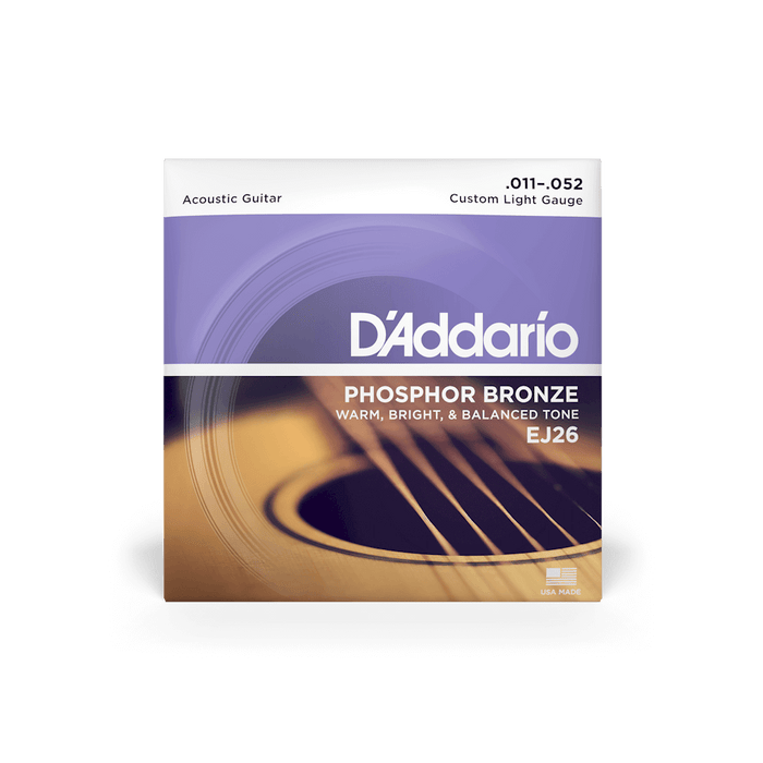 DAddario EJ26-10P 11-52 Phosphor Bronze Custom Light 10 Pack Acoustic Guitar String Set