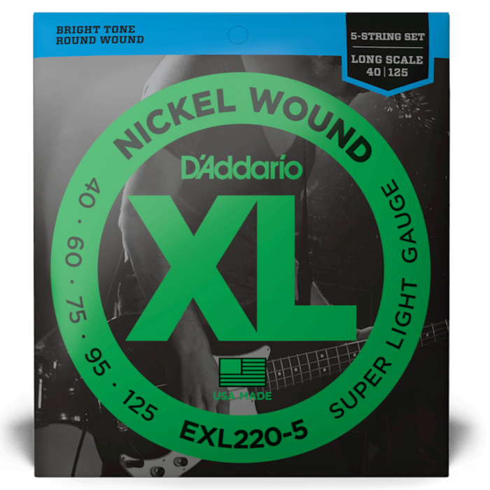 DAddario EXL220-5 40-125 Nickel Round Wound Long Bass Guitar 5 String Set