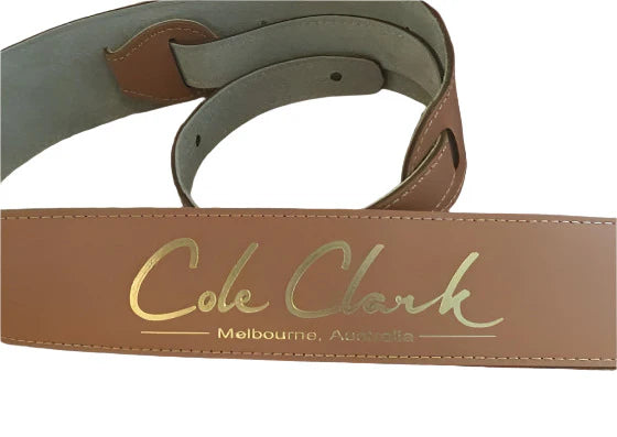 Cole Clark Leather Strap - Tan w/Gold Lettering