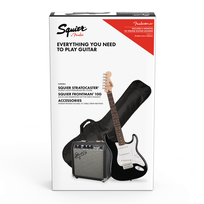 Fender Stratocaster Pack- LAUREL FB- BLACK-GIG BAG- 10G