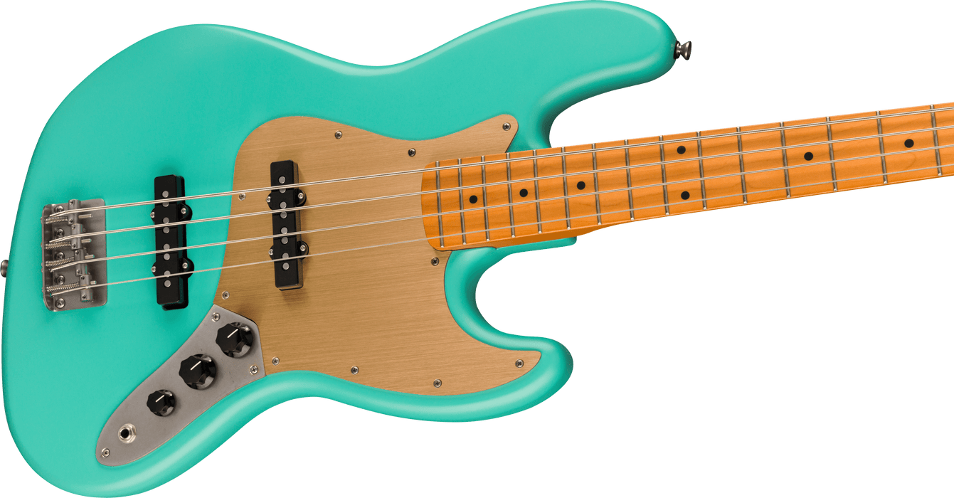 Squier 40th Anniversary Jazz Bass Vintage Edition Maple Fingerboard Gold Anodized Pickguard Electric Bass Guitar - Satin Seafoam Green