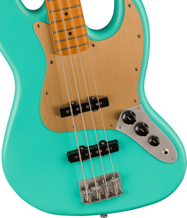 Squier 40th Anniversary Jazz Bass Vintage Edition Maple Fingerboard Gold Anodized Pickguard Electric Bass Guitar - Satin Seafoam Green