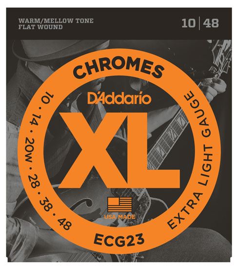 DAddario ECG23 10-48 Extra Light Chrome Flat Wound Extra Light Electric Guitar String Set