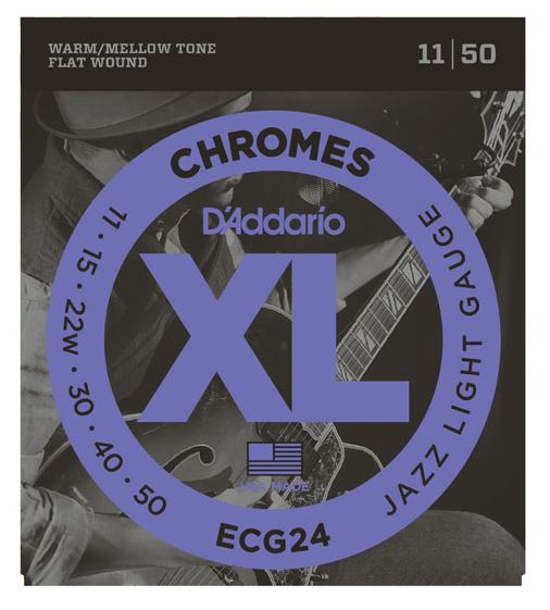 DAddario ECG24 11-50 Jazz Light Chrome Flat Wound Electric Guitar String Set