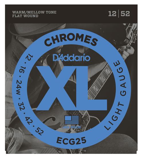 DAddario ECG25 12-52 Light Chrome Flat Wound Electric Guitar String Set