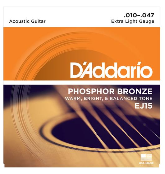 DAddario EJ15 10-47 Phosphor Bronze Extra Light Acoustic Guitar String Set