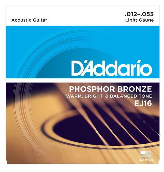 DAddario EJ16 12-53 Phosphor Bronze Light Acoustic Guitar String Set