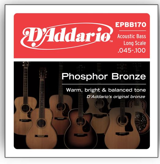DAddario EPBB170 45-100 Phosphor Bronze Long Scale Acoustic Bass Guitar String Set