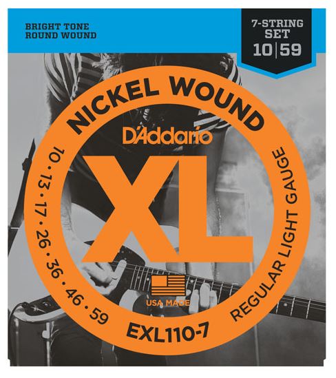 DAddario EXL110-7 10-59 Nickel Wound Regular Light Electric Guitar 7 String Set